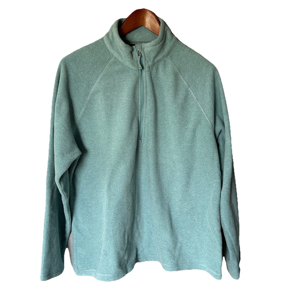 Eddie Bauer Teal Fleece 1/4 Zip Pullover Sweater Women's XL Comfy Outdoor